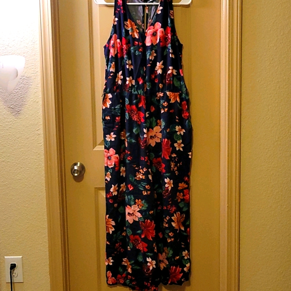Navy Floral Jumpsuit